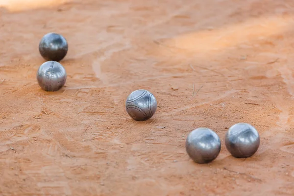 Petanque balls on the ground