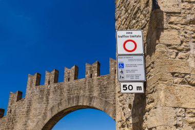 Zona taffico limitato sign in San Marino Italy clipart