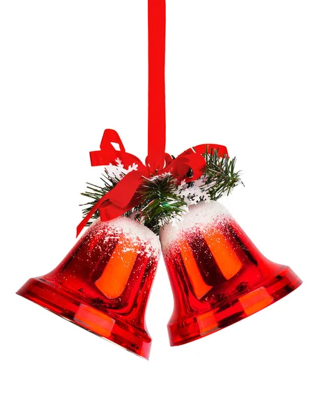 Kerst bells met een rode strik — Stockfoto