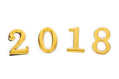 Numaraları üzerinde beyaz izole 2018