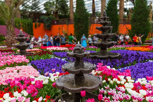 Cúpula de flores en los jardines junto a la bahía de Singapur — Foto de Stock