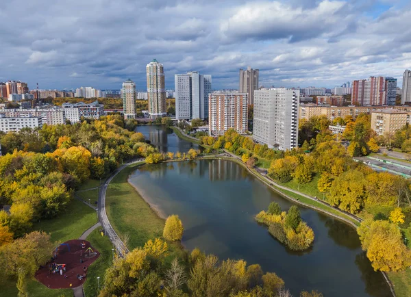 Houses in Moscow Russia - aerial view — Stock Photo, Image