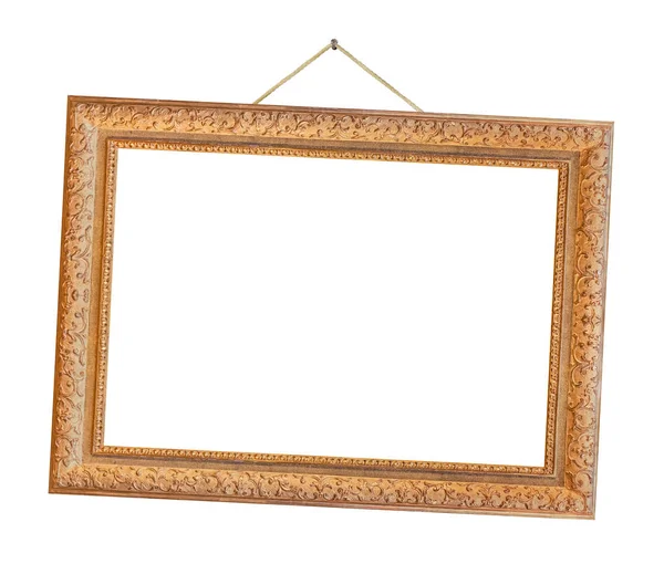 老木镜框，挂在一根绳子上 — 图库照片