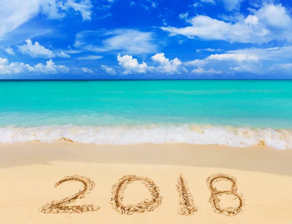 Numbers 2018 on beach — Stock Photo, Image