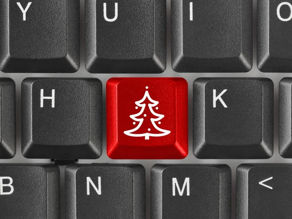 クリスマス ツリーのキーを持つコンピューターのキーボード — ストック写真