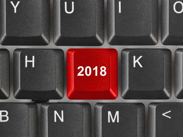 Computer keyboard with 2018 key — Stock Photo, Image