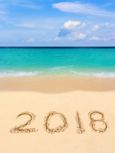 Numbers 2018 on beach — Stock Photo, Image