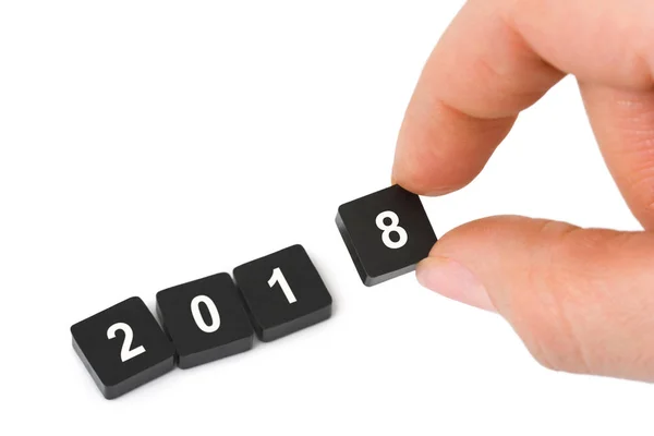 Čísla roku 2018 a rukou — Stock fotografie