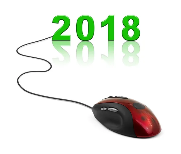Computer mouse and 2018 — Stock Photo, Image