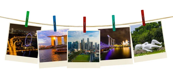 Singapura viagens imagens (minhas fotos) em clothespins — Fotografia de Stock