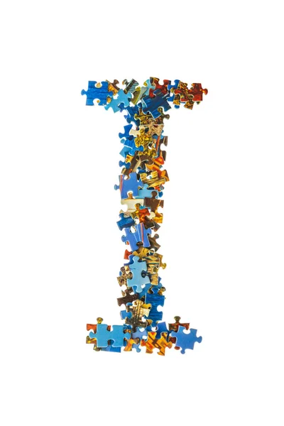 Lettera I fatta di pezzi di puzzle — Foto Stock