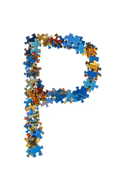 Letter P gemaakt van puzzelstukken — Stockfoto