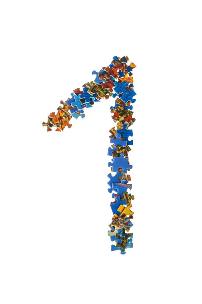Number 1 made of puzzle pieces — Stock Photo, Image