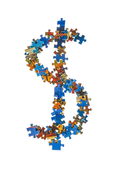 Symbol $ made of puzzle pieces — Stock Photo, Image