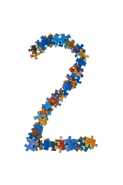 Number 2 made of puzzle pieces — Stock Photo, Image
