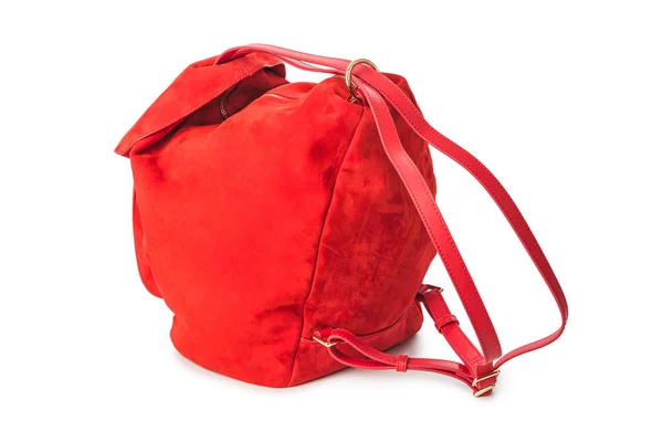 Bolsa vermelha isolada no branco — Fotografia de Stock