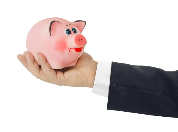 Piggy bank in hand — Stock Photo, Image