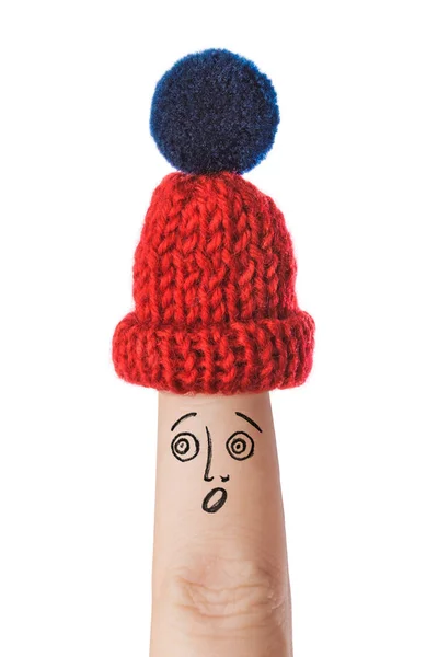 Hand-drawn face on finger — Stock Photo, Image