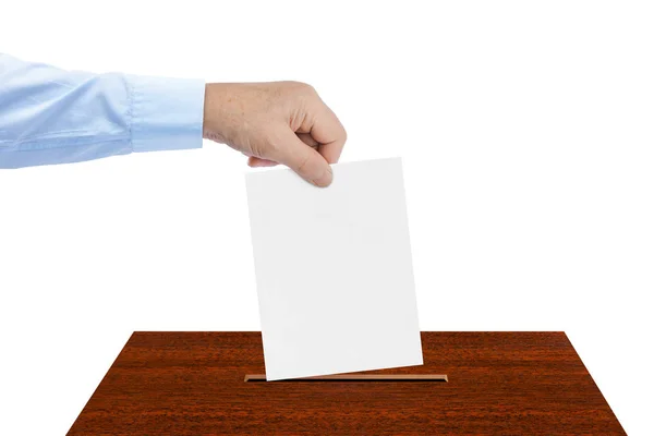 Hand with paper ballot — Stock Photo, Image