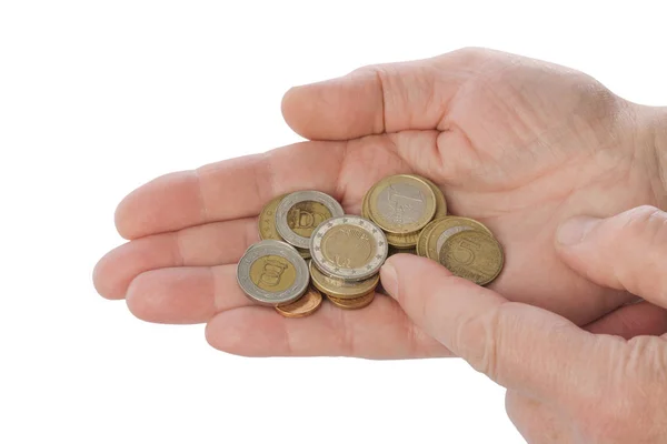 Hands of old man counting money — Stock Photo, Image