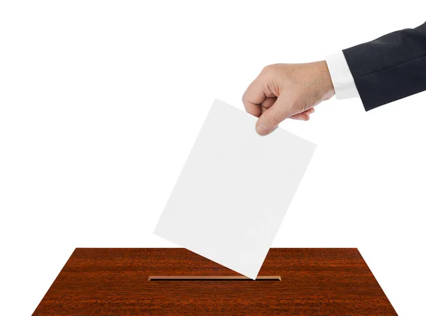 Рука з паперовим голосуванням — стокове фото