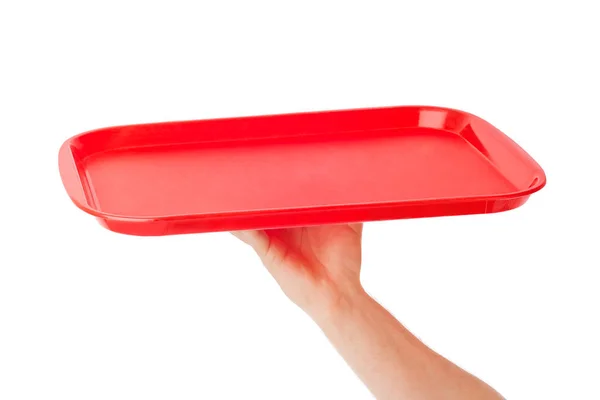 Hand with tray — Stock Photo, Image