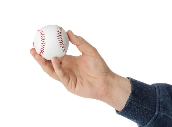 Rukou a baseballový míč — Stock fotografie