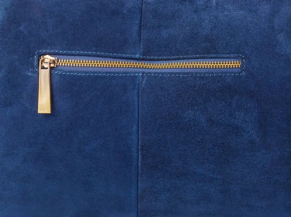 Zak op blauwe handtas — Stockfoto