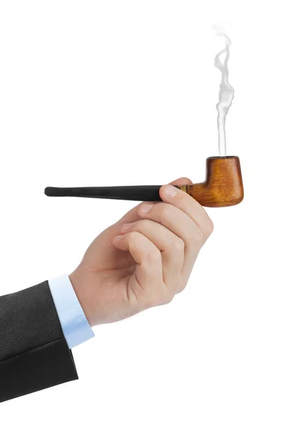 Hand med röka pipa — Stockfoto