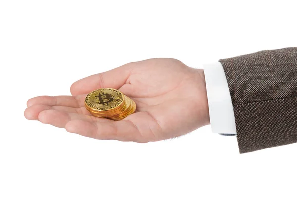 Bitcoins i hand — Stockfoto