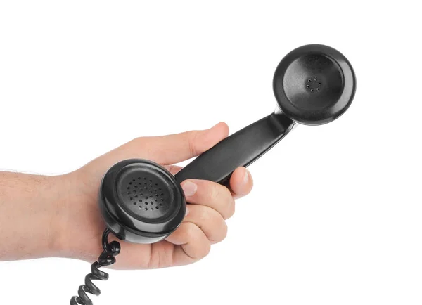 手元の電話受信機 — ストック写真