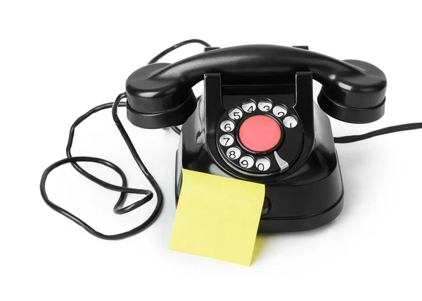 Vintage telephone and blank paper — Stock Photo, Image