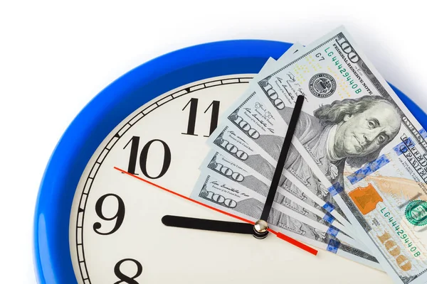 Relógio e dinheiro - conceito de negócio — Fotografia de Stock