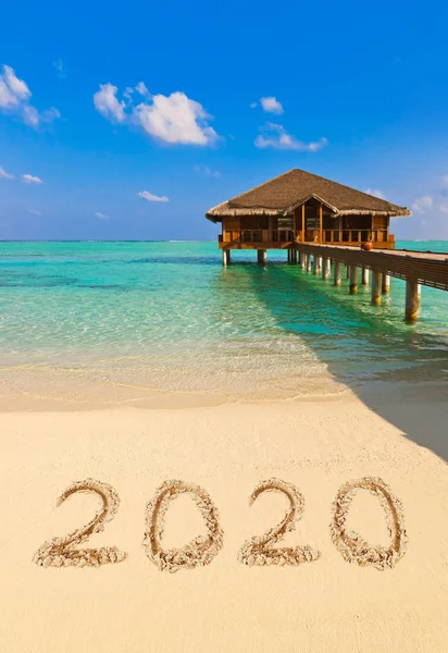 Numbers 2020 on beach — Stock Photo, Image