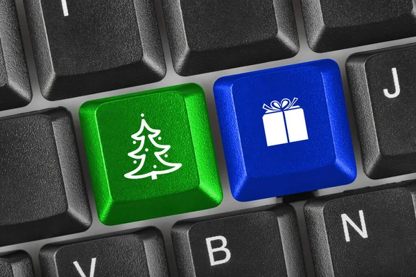 Computer keyboard with Christmas keys — Stock Photo, Image