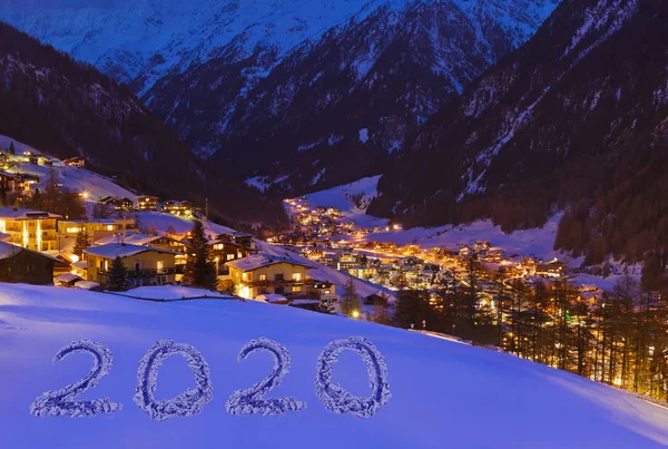 2020 on snow at mountains - Solden Austria — Stock Photo, Image