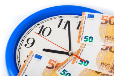 Saat ve para Euro - iş konsepti