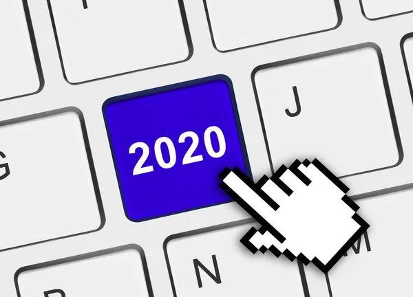 Computertoetsenbord met 2020 toets — Stockfoto