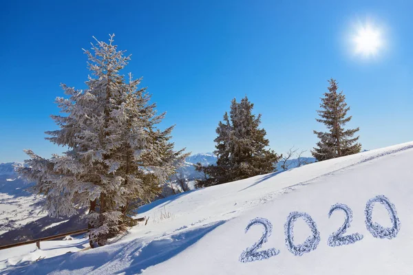 2020 sulla neve in montagna - St. Gilgen Austria — Foto Stock