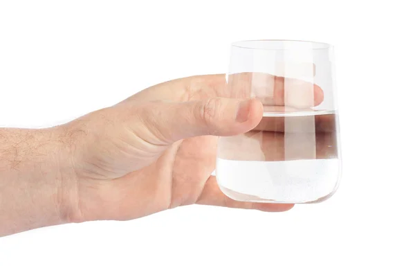 Händerna med vattenglas — Stockfoto