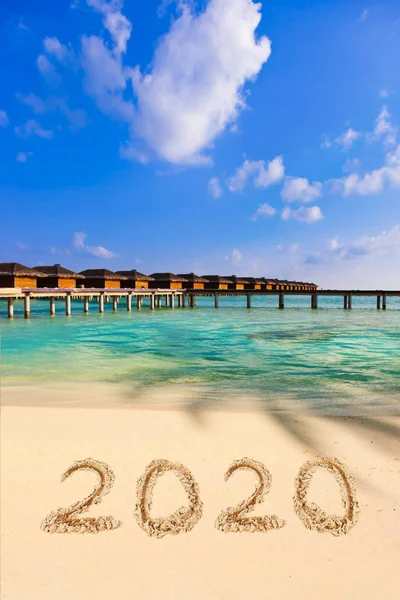 Numbers 2020 on beach — Stock Photo, Image