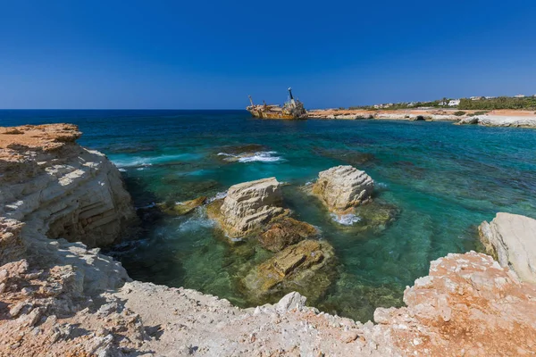 Old ship wreck near coast - Paphos Cyprus — Stock Photo, Image