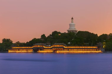 Beihai Parkı 'nda Günbatımı - Pekin Çin