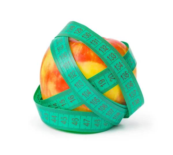 Jablko a měřicí páska — Stock fotografie