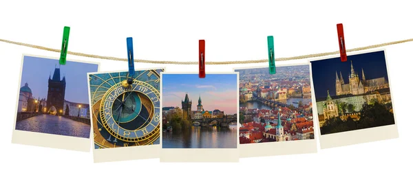 Praga em imagens da República Checa (minhas fotos) em clothespins — Fotografia de Stock
