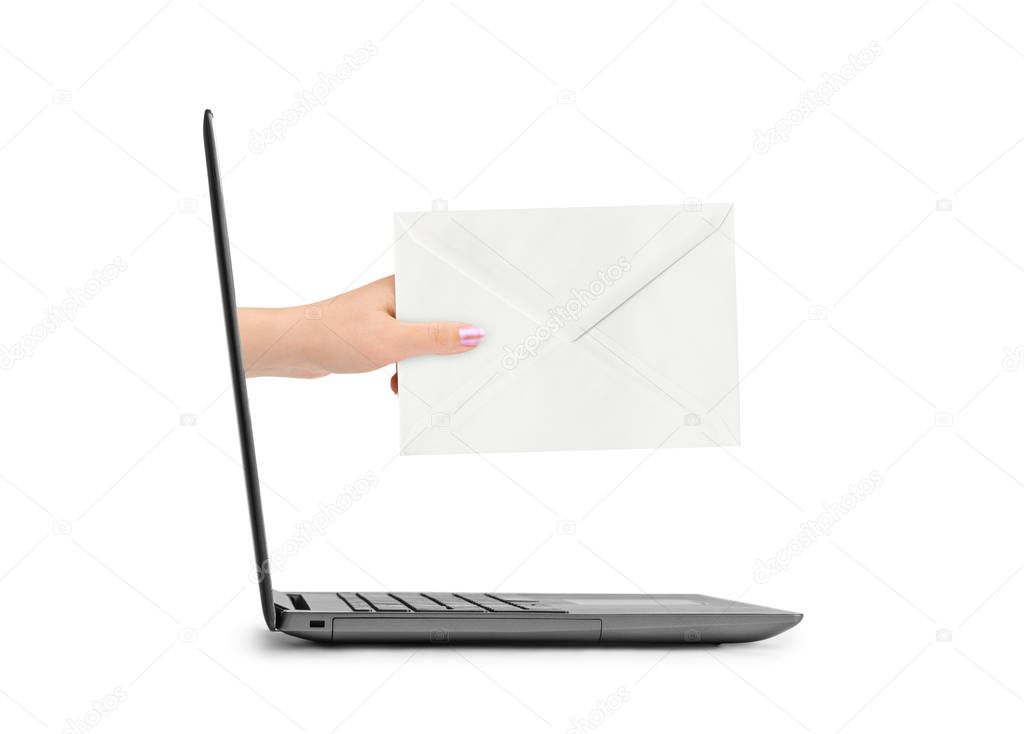 Hand with letter and notebook