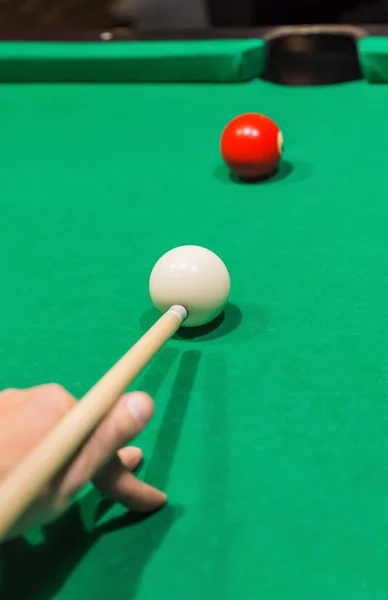 Billiard balls on pool green table — Stock Photo, Image