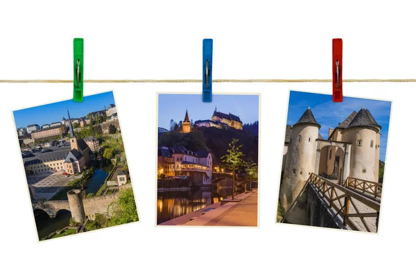 Lucembursko cestovní obrázky (Moje fotografie) na kolíčky na prádlo — Stock fotografie