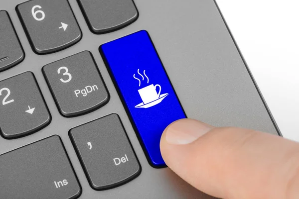 Computer keyboard with coffee key — Stock Photo, Image