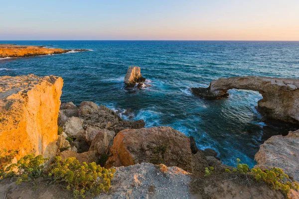 Ponte Degli Innamorati Tramonto Ayia Napa Cipro Sfondo Naturale — Foto Stock